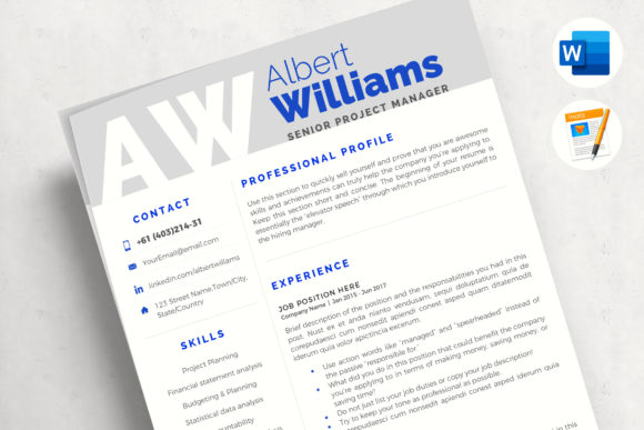 Download 3 Page Resume Template - Project Manager Modern CV - Premium Bundle